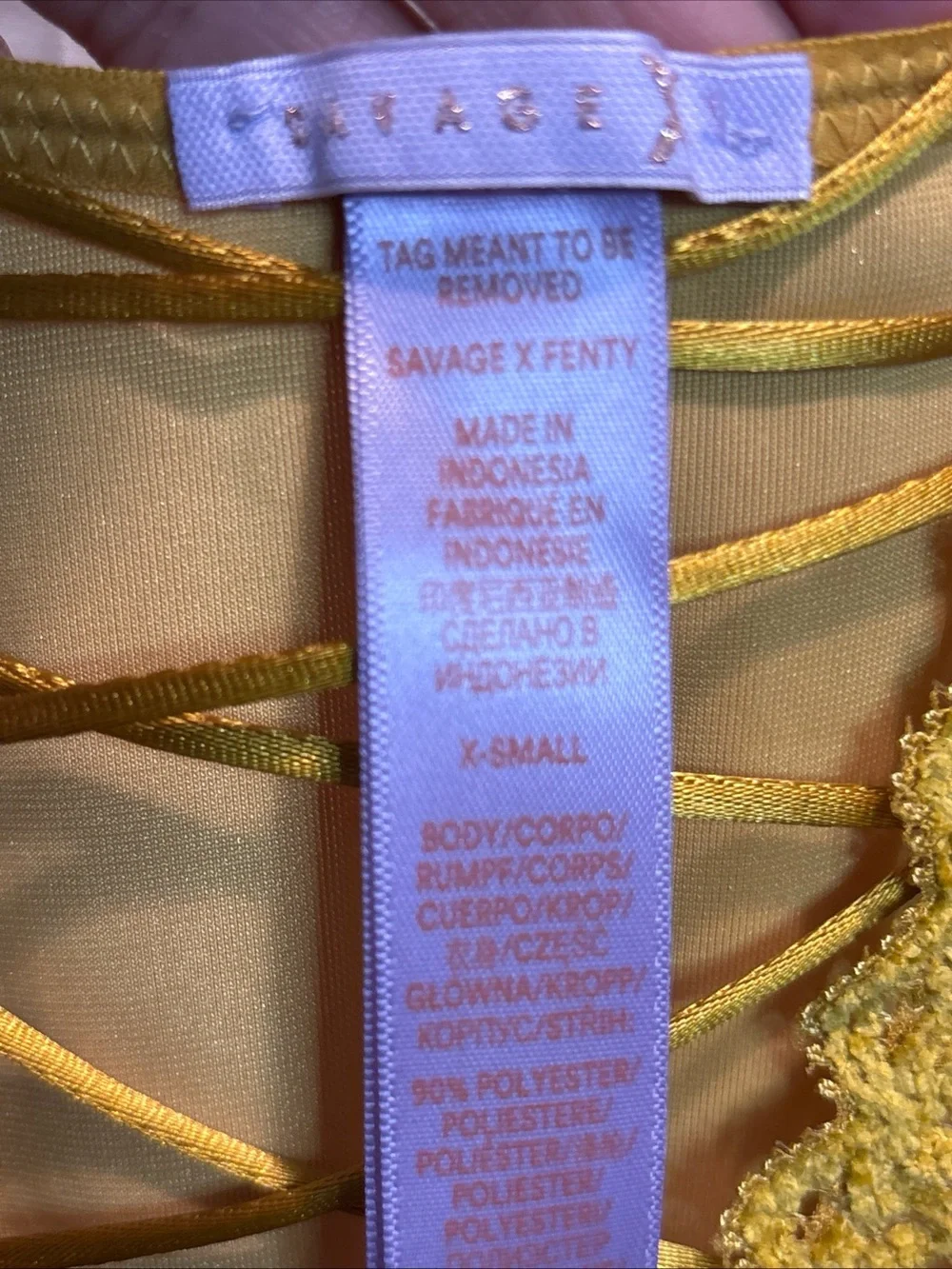 Savage X Fenty Mustard Velvet Lace-Trim Slip